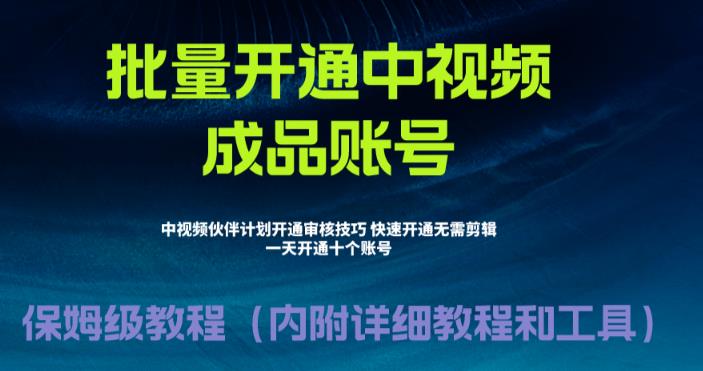 外面收费1980的暴力开通中视频计划教程，内附详细的快速通过中视频伙伴计划的办法网赚课程-副业赚钱-互联网创业-手机赚钱-挂机躺赚-宅商社副业--精品课程-知识付费-源码分享宅商社副业