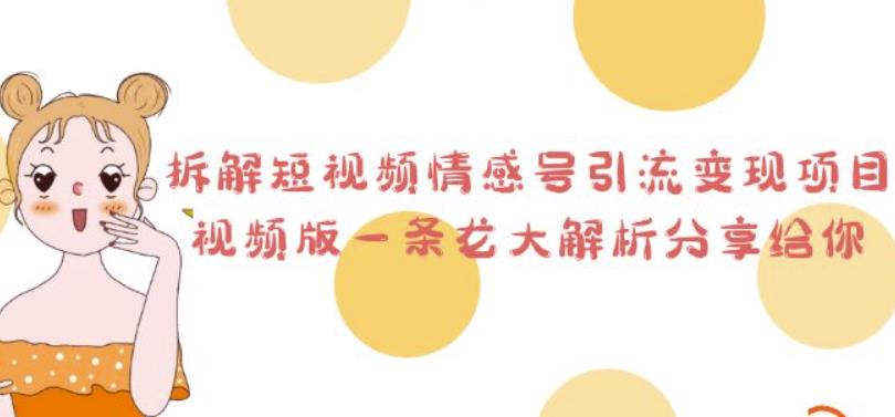 拆解短视频情感号引流变现项目，视频版一条龙大解析分享给你网赚课程-副业赚钱-互联网创业-手机赚钱-挂机躺赚-宅商社副业--精品课程-知识付费-源码分享宅商社副业