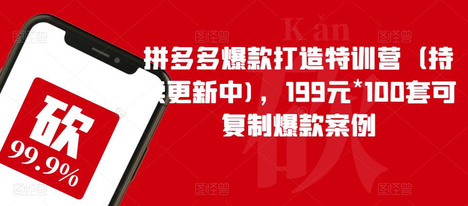 拼多多爆款打造特训营(持续更新中)，199元*100套可复制爆款案例网赚课程-副业赚钱-互联网创业-手机赚钱-挂机躺赚-宅商社副业--精品课程-知识付费-源码分享宅商社副业