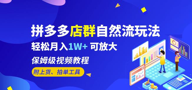 拼多多店群自然流玩法，轻松月入1W+保姆级视频教程(附上货、拍单工具)网赚课程-副业赚钱-互联网创业-手机赚钱-挂机躺赚-宅商社副业--精品课程-知识付费-源码分享宅商社副业