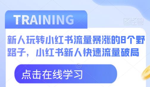 新人玩转小红书流量暴涨的8个野路子，小红书新人快速流量破局网赚课程-副业赚钱-互联网创业-手机赚钱-挂机躺赚-宅商社副业--精品课程-知识付费-源码分享宅商社副业