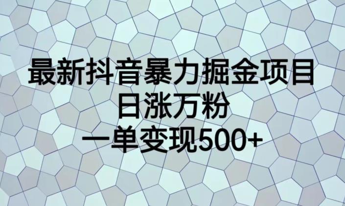 最新抖音暴力掘金项目，日涨万粉，一单变现500+[揭秘]网赚课程-副业赚钱-互联网创业-手机赚钱-挂机躺赚-宅商社副业--精品课程-知识付费-源码分享宅商社副业