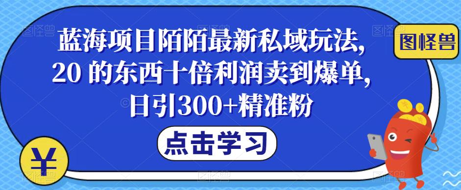 蓝海项目陌陌最新私域玩法，20 的东西十倍利润卖到爆单，日引300+精准粉[揭秘]网赚课程-副业赚钱-互联网创业-手机赚钱-挂机躺赚-宅商社副业--精品课程-知识付费-源码分享宅商社副业