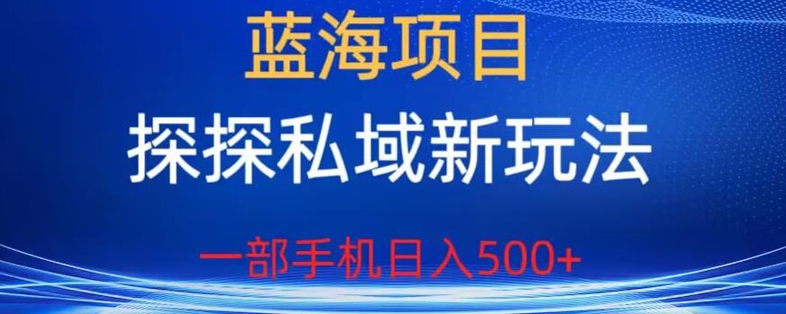 蓝海项目，探探私域新玩法，一部手机日入500+很轻松(揭秘]网赚课程-副业赚钱-互联网创业-手机赚钱-挂机躺赚-宅商社副业--精品课程-知识付费-源码分享宅商社副业