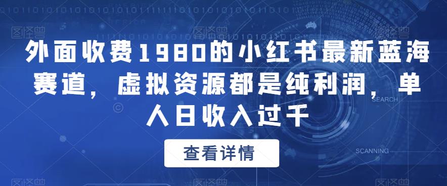 外面收费1980的小红书最新蓝海赛道，虚拟资源都是纯利润，单人日收入过千网赚课程-副业赚钱-互联网创业-手机赚钱-挂机躺赚-宅商社副业--精品课程-知识付费-源码分享宅商社副业