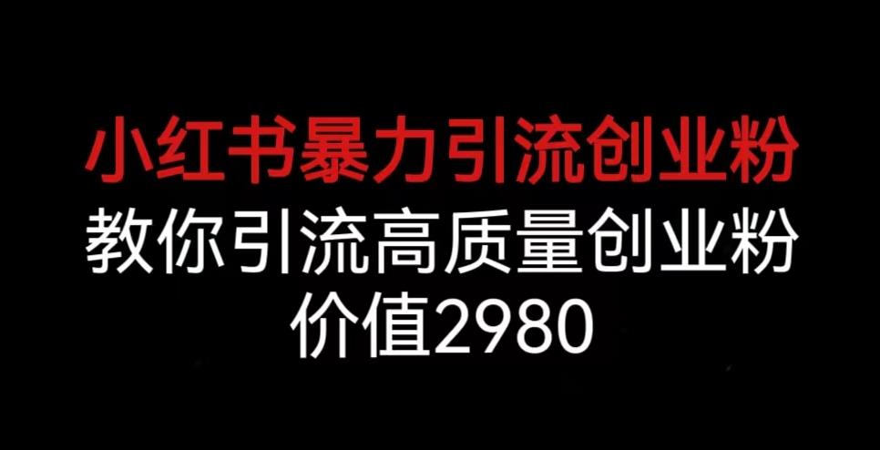 小红书暴力引流创业粉，教你引流高质量创业粉，价值2980[揭秘]网赚课程-副业赚钱-互联网创业-手机赚钱-挂机躺赚-宅商社副业--精品课程-知识付费-源码分享宅商社副业