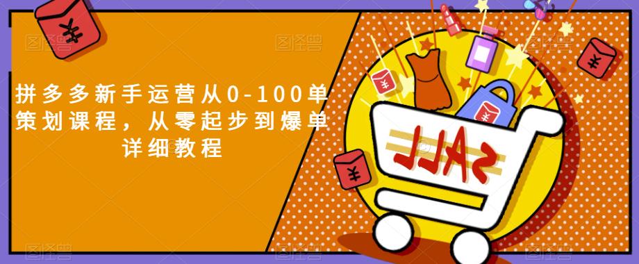 拼多多新手运营从0-100单策划课程，从零起步到爆单详细教程网赚课程-副业赚钱-互联网创业-手机赚钱-挂机躺赚-宅商社副业--精品课程-知识付费-源码分享宅商社副业