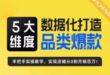 玺承·5大维度，数据化打造电商品类爆款特训营，一套高效运营爆款方法论网赚课程-副业赚钱-互联网创业-手机赚钱-挂机躺赚-宅商社副业--精品课程-知识付费-源码分享宅商社副业