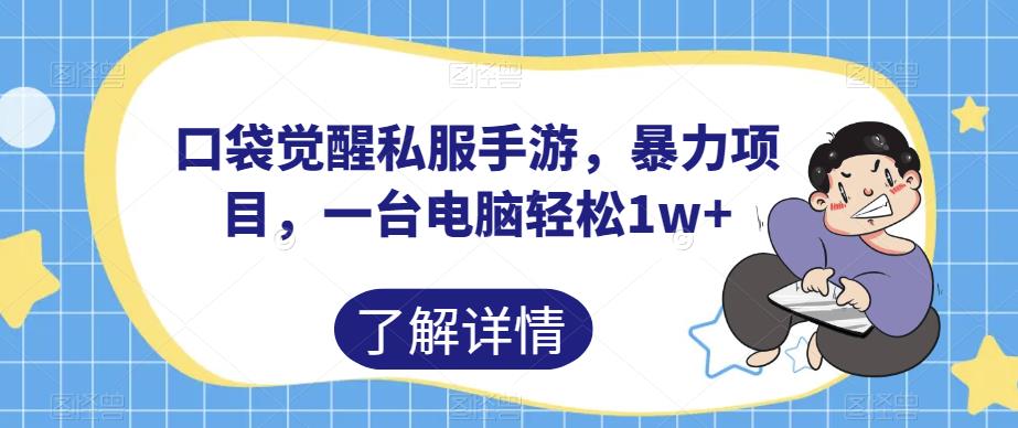 口袋觉醒私服手游，暴力项目，一台电脑轻松1w+[揭秘网赚课程-副业赚钱-互联网创业-手机赚钱-挂机躺赚-宅商社副业--精品课程-知识付费-源码分享宅商社副业