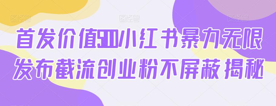 首发价值5100小红书暴力无限发布截流创业粉不屏蔽揭秘网赚课程-副业赚钱-互联网创业-手机赚钱-挂机躺赚-宅商社副业--精品课程-知识付费-源码分享宅商社副业